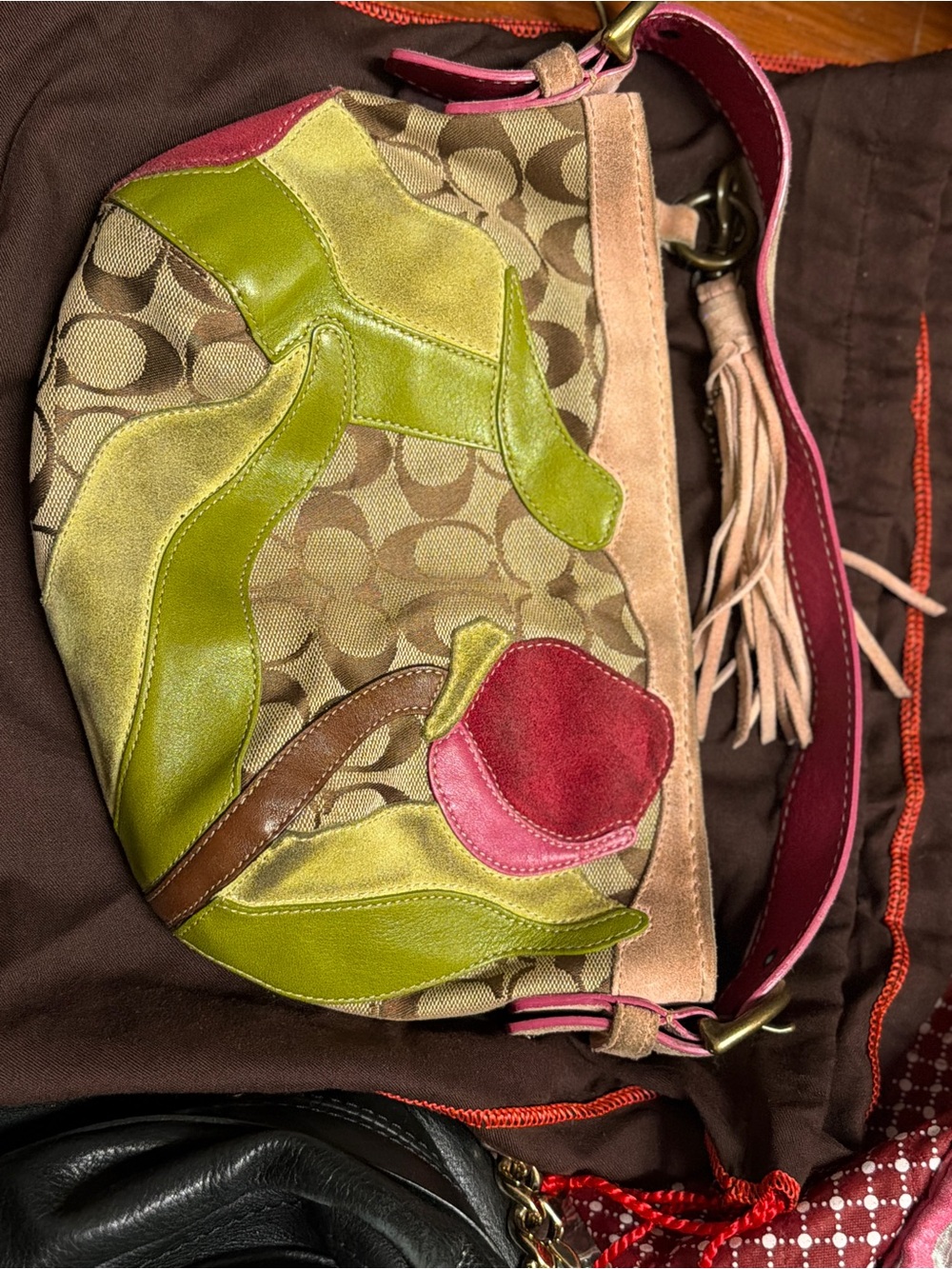 Coach Suede & Canvas Floral Patchwork Shoulder Bag 2003 - Picture 4 of 4
